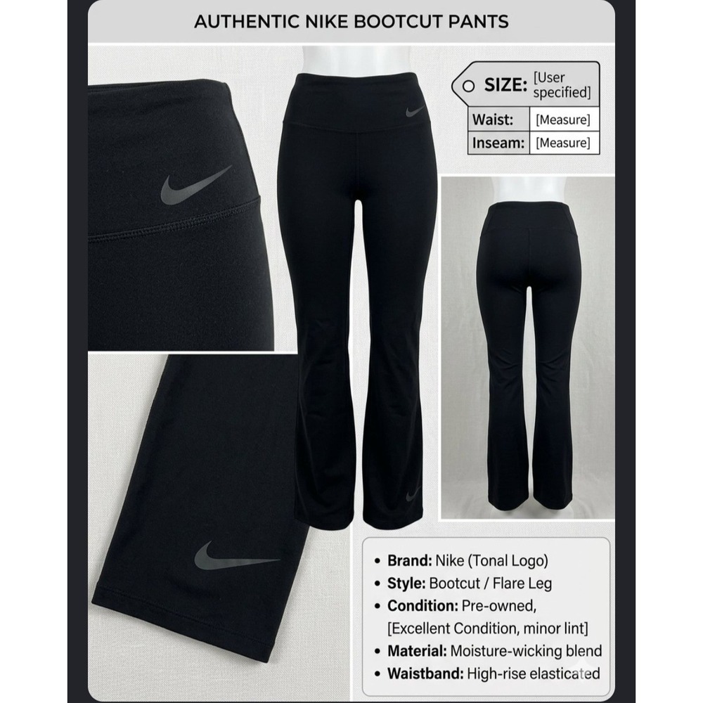 Nike Dri-FIT Black High Rise Bootcut Flare Athletic Pants Women's Size Large